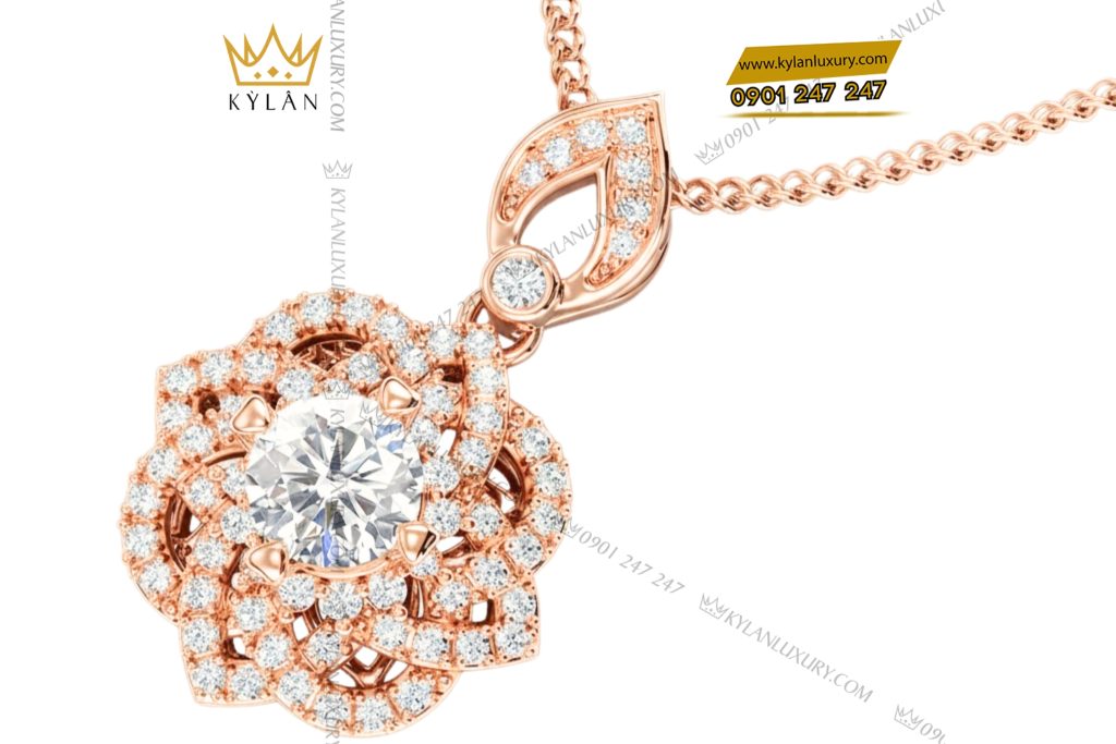 Kỳ Lân Luxury 4 115 Dây chuyền vàng hồng Au750 đính kim cương