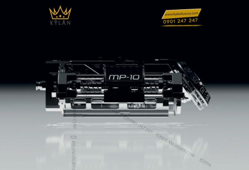 4 Chi tiết bộ máy HUB9013 tự động, hai thanh tạ tuyến tính và tourbillon nghiêng 35° của Hublot MP-10 Sapphire