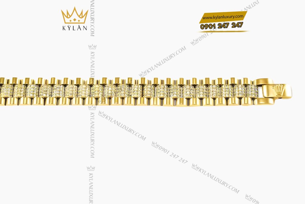 Lắc tay Rolex vàng Au750 đính 4 hàng kim cương 3 Lắc tay Rolex vàng Au750 đính 4 hàng kim cương