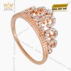 Nhẫn nữ vương miện vàng hồng Au750 đính kim cương