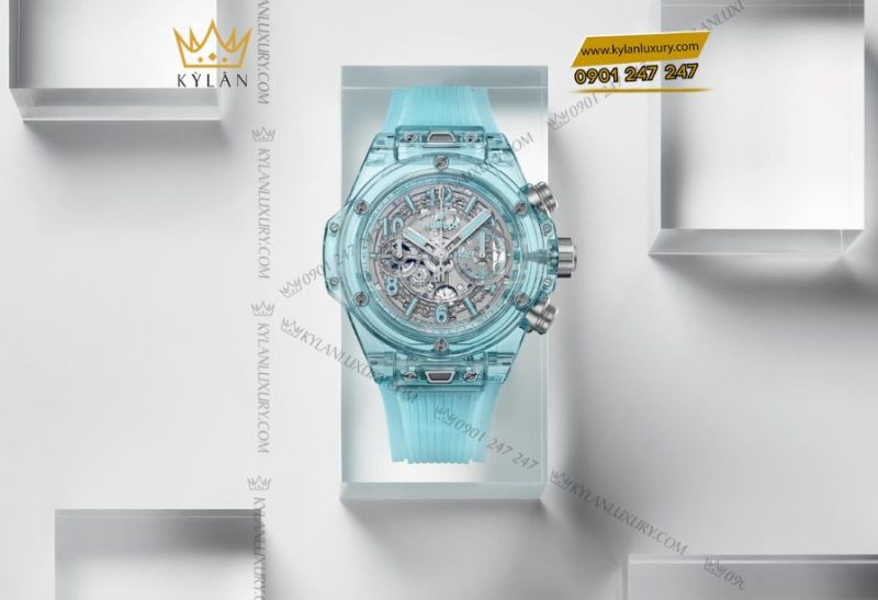 Hublot Big Bang Unico Water Blue Sapphire 44mm với vỏ sapphire xanh nước trong suốt