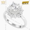 Nhẫn nữ kim cương vàng trắng nguyên khối Au750 