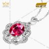 Mặt dây chuyền vàng trắng nguyên khối Au750 đính kim cương và đá ruby
