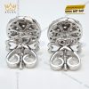 Bông tai hình oval vàng trắng Au750 đính kim cương