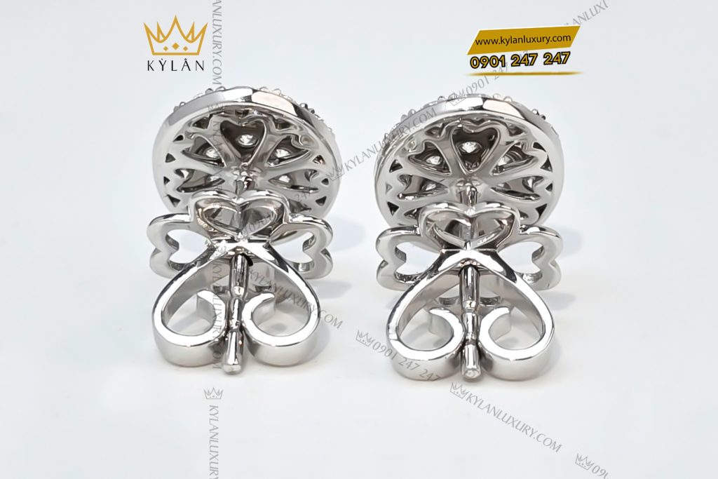Kỳ Lân Luxury 4 32 Bông tai hình oval vàng trắng Au750 đính kim cương