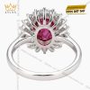 Nhẫn nữ vàng trắng nguyên khối Au750 đính kim cương và đá ruby