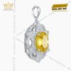 Mặt dây chuyền vàng trắng nguyên khối Au750 đính kim cương và đá Sapphire vàng