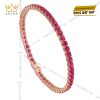 Lắc tay vàng hồng nguyên khối Au750 đính đá ruby