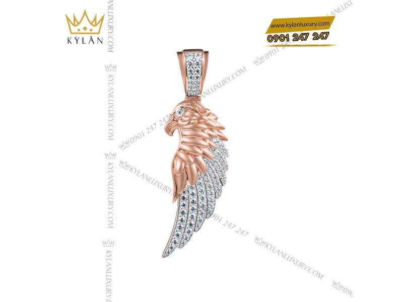 Mặt dây chuyền Cánh Vàng Tự Do vàng hồng Au750 đính kim cương