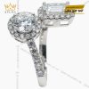 Nhẫn nữ vàng trắng nguyên khối Au750 đính hai viên chủ kim cương