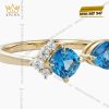 Nhẫn nữ vàng nguyên khối Au750 đính hai viên chủ đá Topaz
