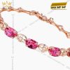 Lắc tay vàng hồng nguyên khối Au750 đính kim cương và đá ruby 