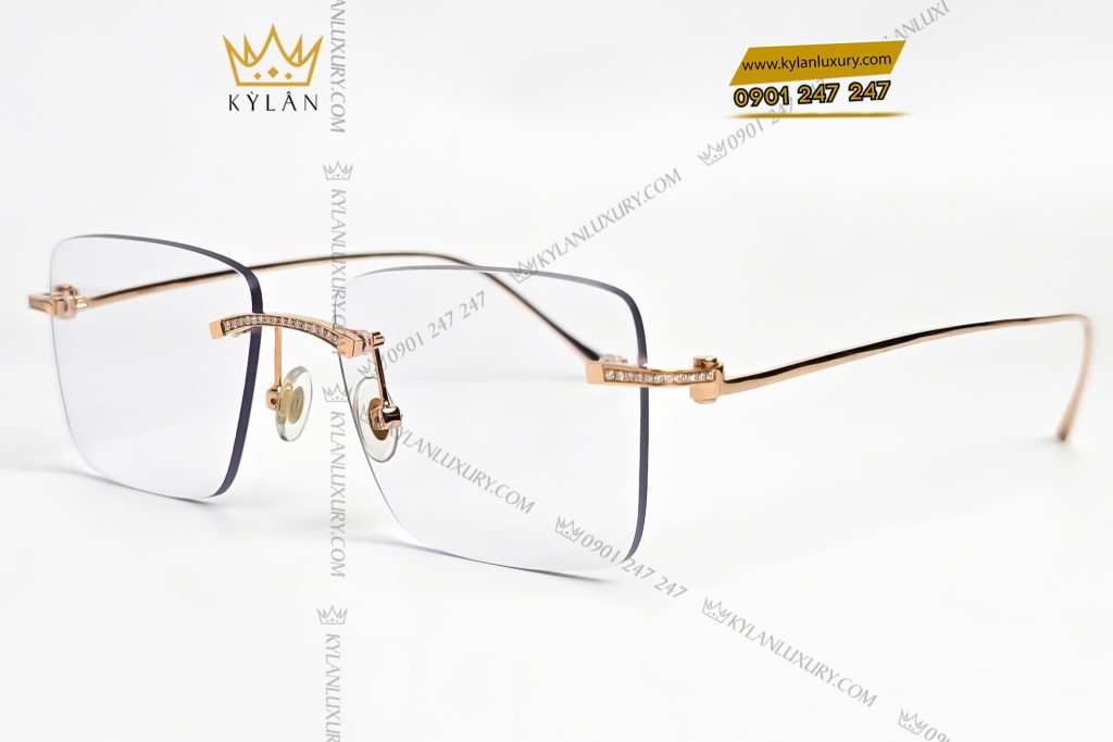 Mắt kính vàng hồng nguyên khối Au750 đính kim cương 11 Kỳ Lân Luxury 4 91 Mắt kính vàng hồng nguyên khối Au750 đính kim cương