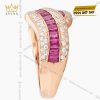 Nhẫn nữ vàng hồng Au750 đính kim cương & ruby hồng