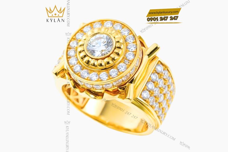 Nhẫn nam vàng vàng Au750 đính kim cương