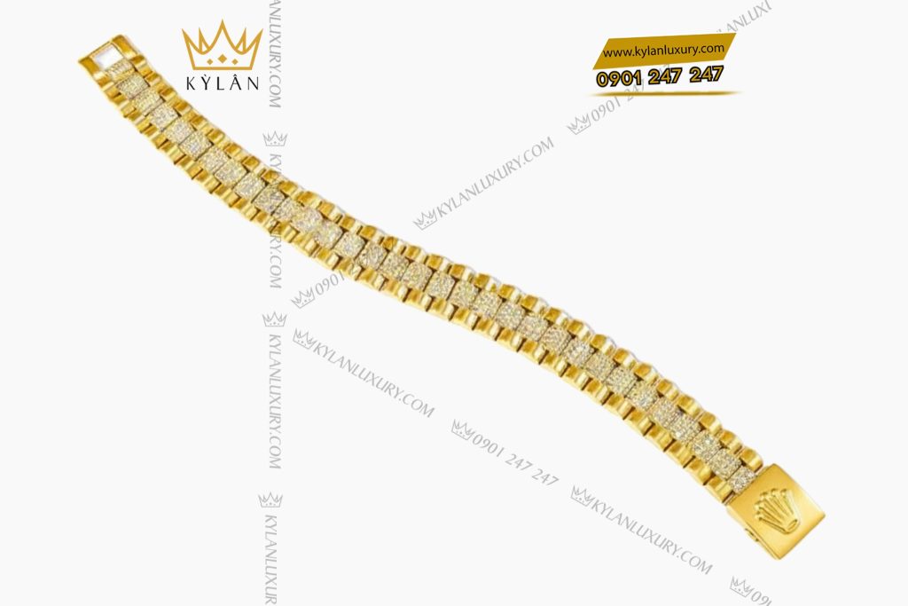 Lắc tay Rolex vàng Au750 đính 4 hàng kim cương 10 Kỳ Lân Luxury 5 112 Lắc tay Rolex vàng Au750 đính 4 hàng kim cương