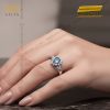 Nhẫn nữ vàng trắng Au750 đính kim cương và Sapphire xanh 