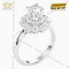Nhẫn nữ kim cương vàng trắng nguyên khối Au750 