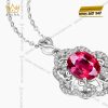 Mặt dây chuyền vàng trắng nguyên khối Au750 đính kim cương và đá ruby