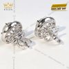 Cặp bông tai vàng trắng nguyên khối Au750 đính viên chủ kim cương 5ly4