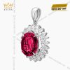 Mặt dây chuyền vàng trắng nguyên khối Au750 đính kim cương và đá ruby