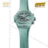 Dây cao su xanh bạc hà mềm mại, mang lại sự thoải mái và phong cách thể thao cho Hublot Big Bang Unico Mint Green Ceramic 42mm