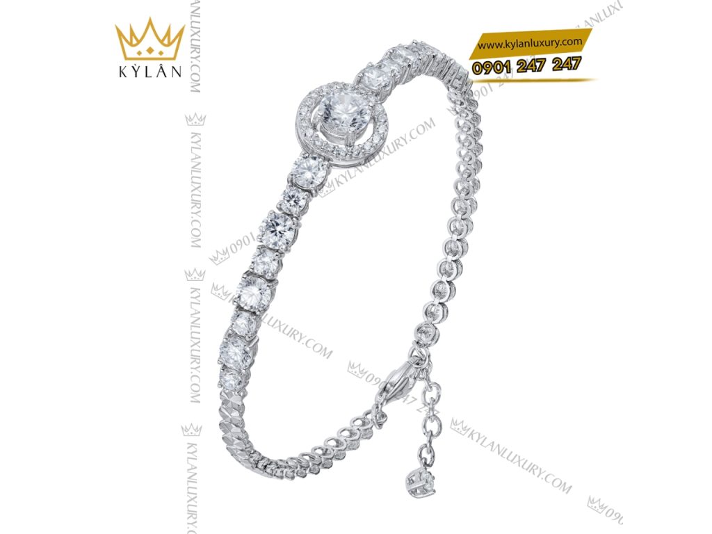 Kỳ Lân Luxury 5 26 Lắc tay kim cương vàng trắng nguyên khối Au750 