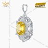 Mặt dây chuyền vàng trắng nguyên khối Au750 đính kim cương và đá Sapphire vàng