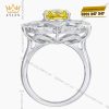 Nhẫn nữ vàng trắng nguyên khối Au750 đính kim cương và đá Sapphire vàng