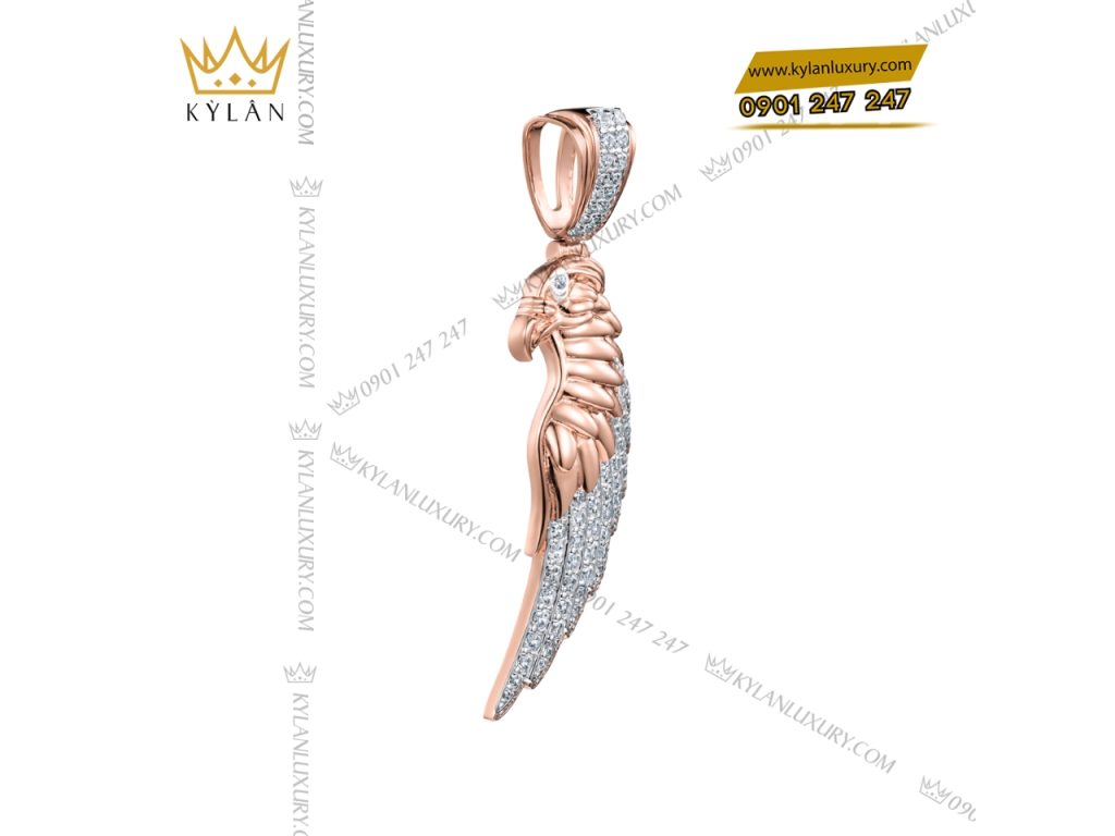 Mặt dây chuyền Cánh Vàng Tự Do vàng hồng Au750 đính kim cương