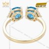 Nhẫn nữ vàng nguyên khối Au750 đính hai viên chủ đá Topaz