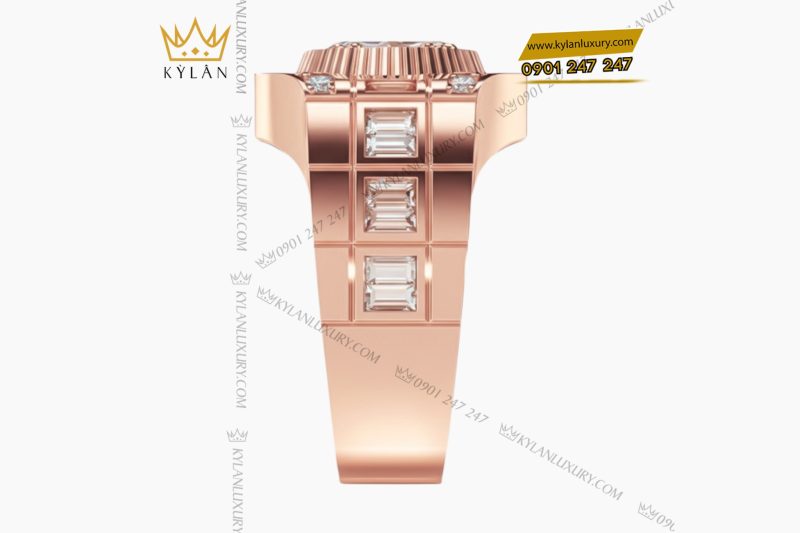 Nhẫn Rolex vàng hồng nguyên khối Au750 đính kim cương