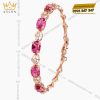 Lắc tay vàng hồng nguyên khối Au750 đính kim cương và đá ruby 