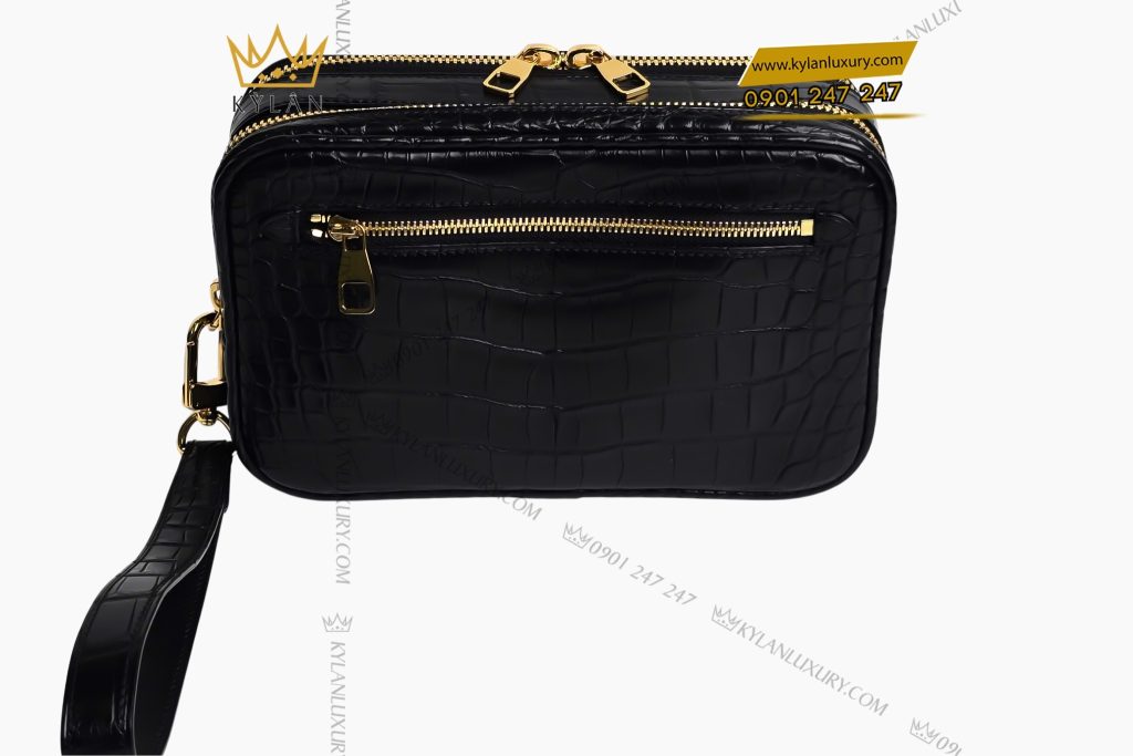 Túi Clutch Da Cá Alligator Black