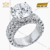 Nhẫn nữ vàng trắng nguyên khối Au750 đính viên kim cương chủ 10ly4