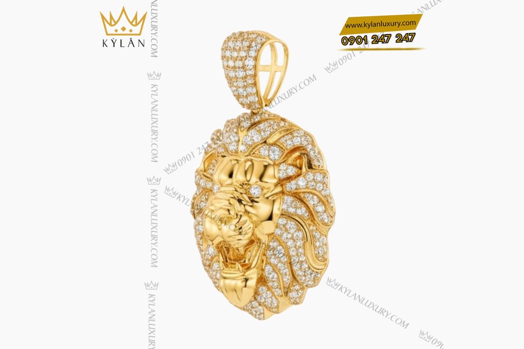 Mặt dây chuyền sư tử vàng nguyên khối Au750 đính kim cương 11 Kỳ Lân Luxury 5 87 Mặt dây chuyền sư tử vàng nguyên khối Au750 đính kim cương