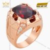 Nhẫn nam vàng hồng nguyên khối Au750 đính đá sapphire đỏ