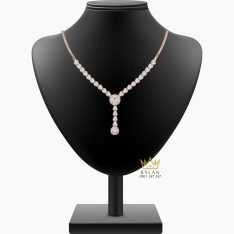 Dây chuyền vàng hồng nguyên khối Au750 đính kim cương Dây chuyền vàng hồng nguyên khối Au750 đính kim cương