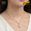 Dây chuyền vàng hồng Au750 đính kim cương