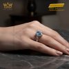 Nhẫn nữ vàng trắng Au750 đính kim cương và Sapphire xanh 