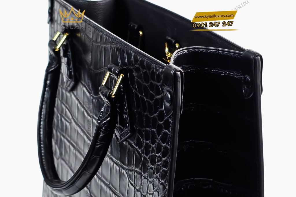 Túi xách full da cá Alligator black 
