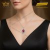 Mặt dây chuyền vàng trắng nguyên khối Au750 đính kim cương và đá ruby