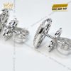Bông tai hình oval vàng trắng Au750 đính kim cương