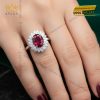 Nhẫn nữ vàng trắng nguyên khối Au750 đính kim cương và đá ruby