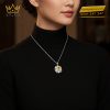 Mặt dây chuyền vàng trắng nguyên khối Au750 đính kim cương và đá Sapphire vàng