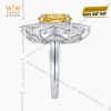 Nhẫn nữ vàng trắng nguyên khối Au750 đính kim cương và đá Sapphire vàng