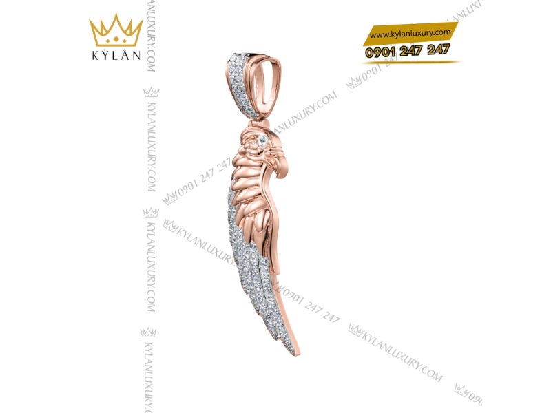 Mặt dây chuyền Cánh Vàng Tự Do vàng hồng Au750 đính kim cương