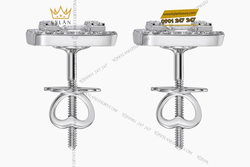 Bông tai vàng trắng Au750 đính kim cương baguette