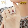 Nhẫn nữ vàng trắng nguyên khối Au750 đính viên chủ Sapphire đỏ