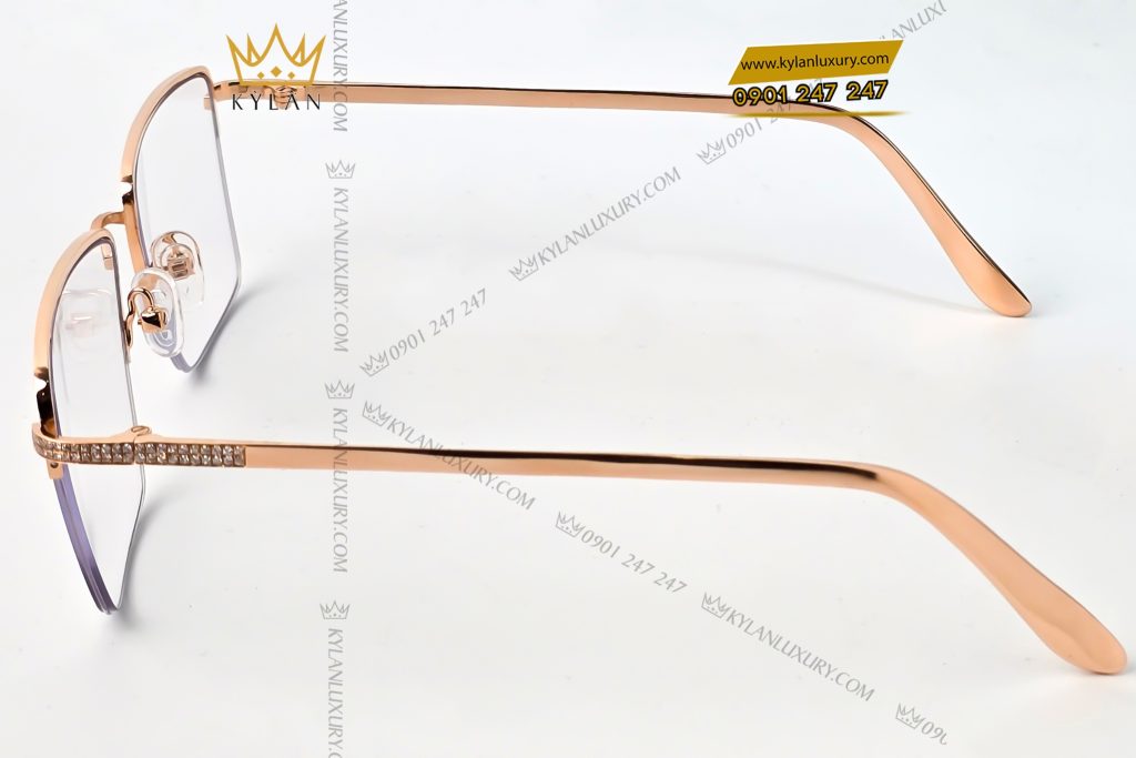 Mắt kính vàng hồng Au750 đính kim cương 13 Kỳ Lân Luxury 6 79 Mắt kính vàng hồng Au750 đính kim cương